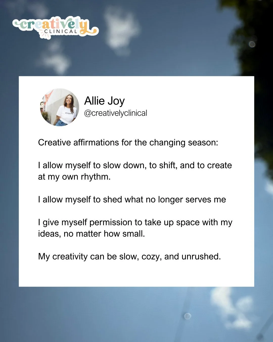 As the seasons change, so do we. 🍁

Your creativity doesn&rsquo;t need to look the same in fall as it did in summer, and that&rsquo;s okay. Some seasons are for blooming. Some are for resting. All are essential.

This is your gentle reminder: your c
