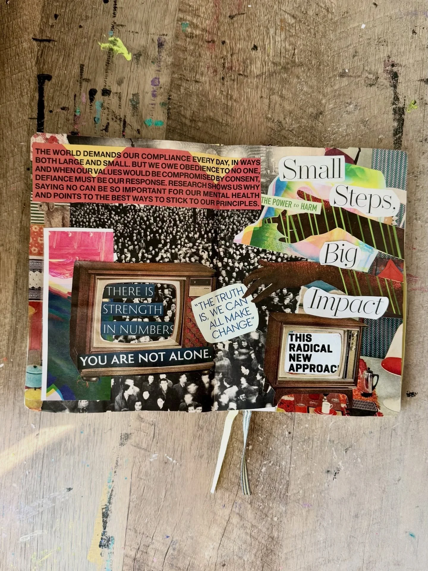 I had such a lovely time last night being with other art therapists at a local Create &amp; Connect hosted by @greenlotuscreativehealing 🫶 I ended up collaging a piece that reflects some of my feelings regarding the situation with AATA and @artfulgr