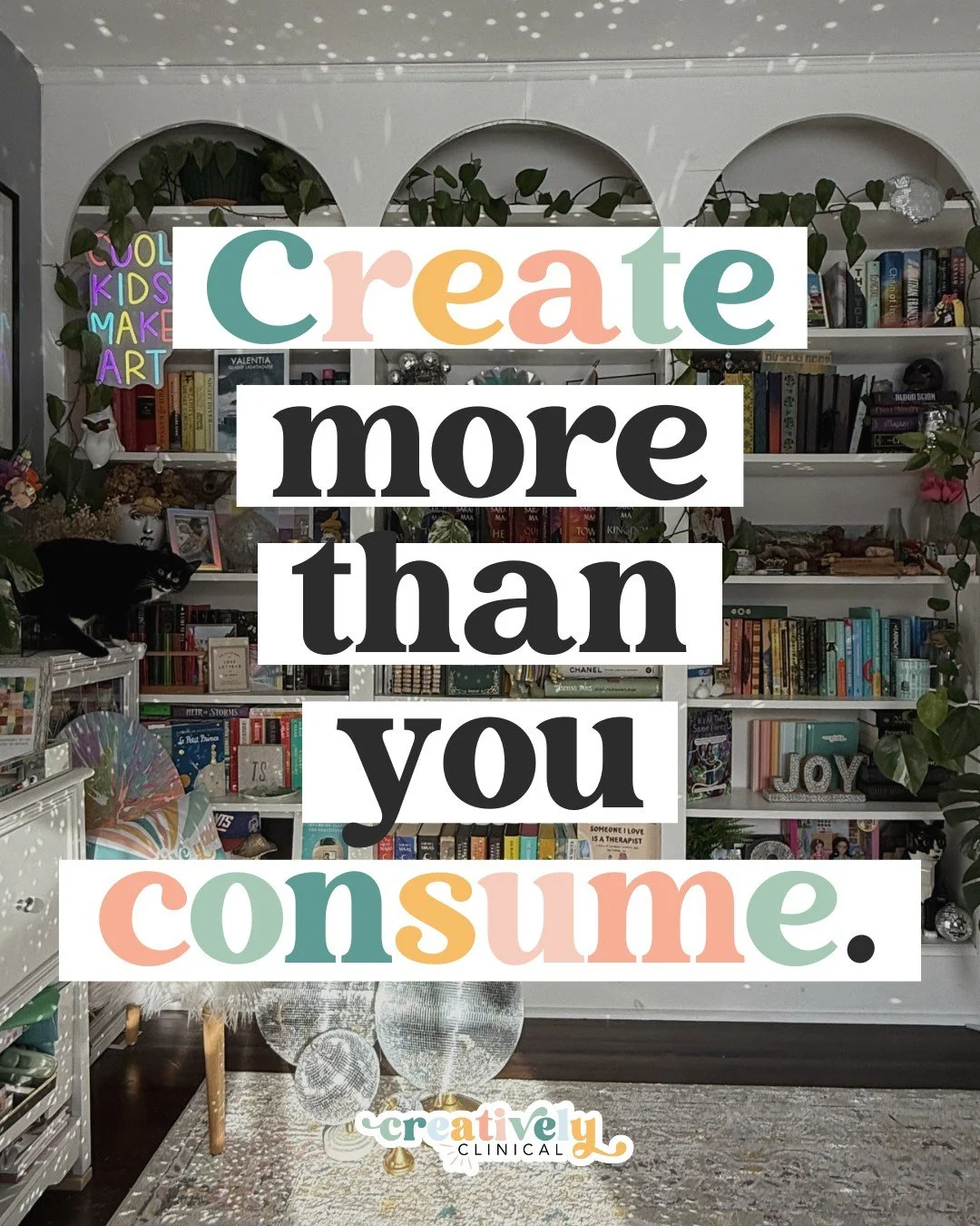 Consumption feels productive but if you never shift from input to output, your creativity can start to feel stuck, overwhelmed, or comparative.

Creation metabolizes what you&rsquo;ve taken in and helps you form your own voice instead of borrowing so