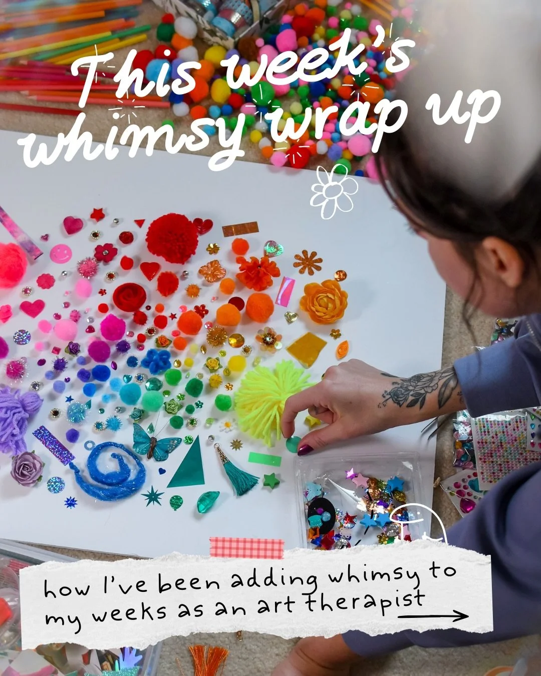 This Week&rsquo;s Whimsy Wrap Up ✨ 
aka tiny ways I&rsquo;m keeping my inner child alive while experiencing the horrors of the world 

Being an art therapist means I&rsquo;m constantly inviting other people into play, imagination, and self-expression
