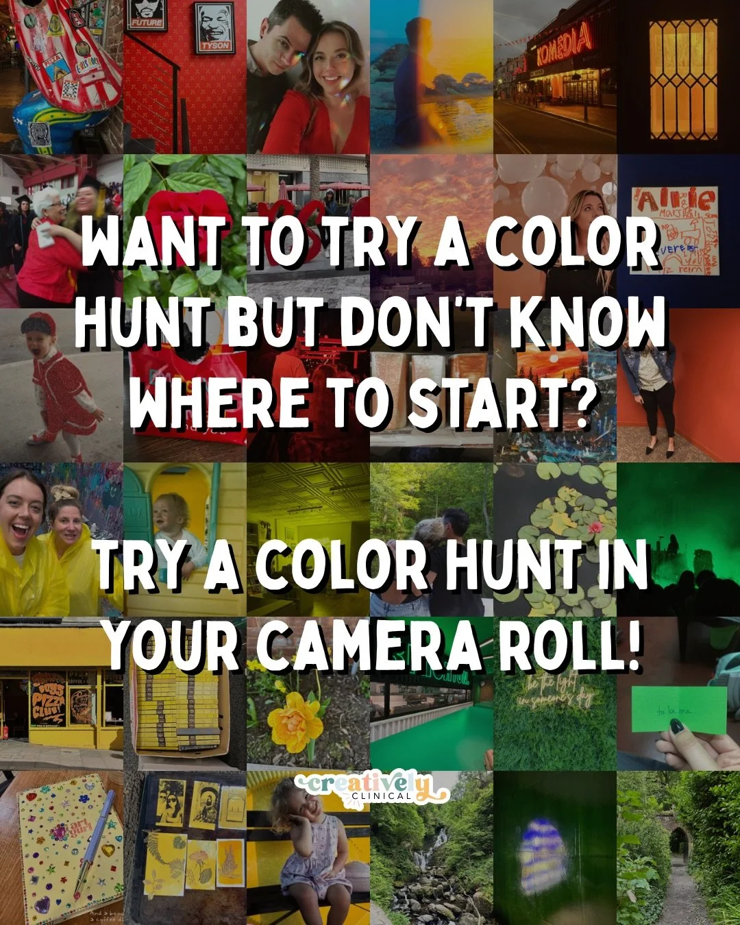 I LOVE a color hunt/ color walk but saw @travelwithyulan share color hunting in your camera roll and I am obsessed!! 

I love getting to share creative ideas, and I try to make sure I keep accessibility in mind and this was the perfect reminder that 