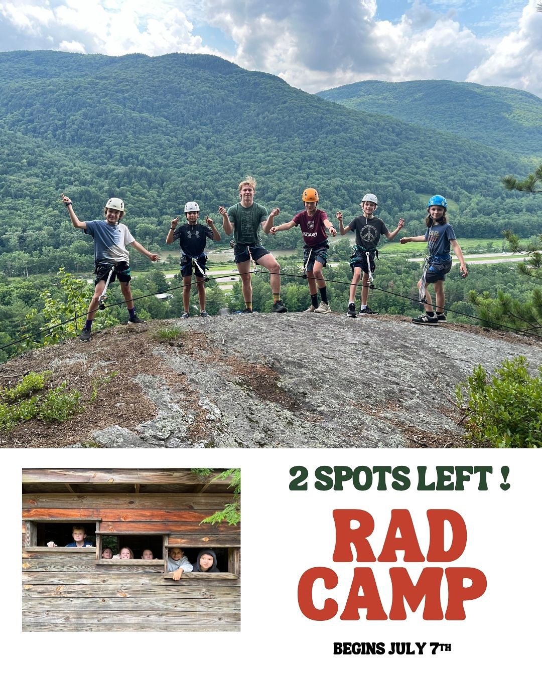 2 spots are left for RAD camp starting July 7th!
RAD (Rockclimbing Adventure Daycamp) Outdoor Camp provides the opportunity to experience outdoor climbing areas around Vermont. Consisting of a balanced blend of climbing, instruction, and teamwork w