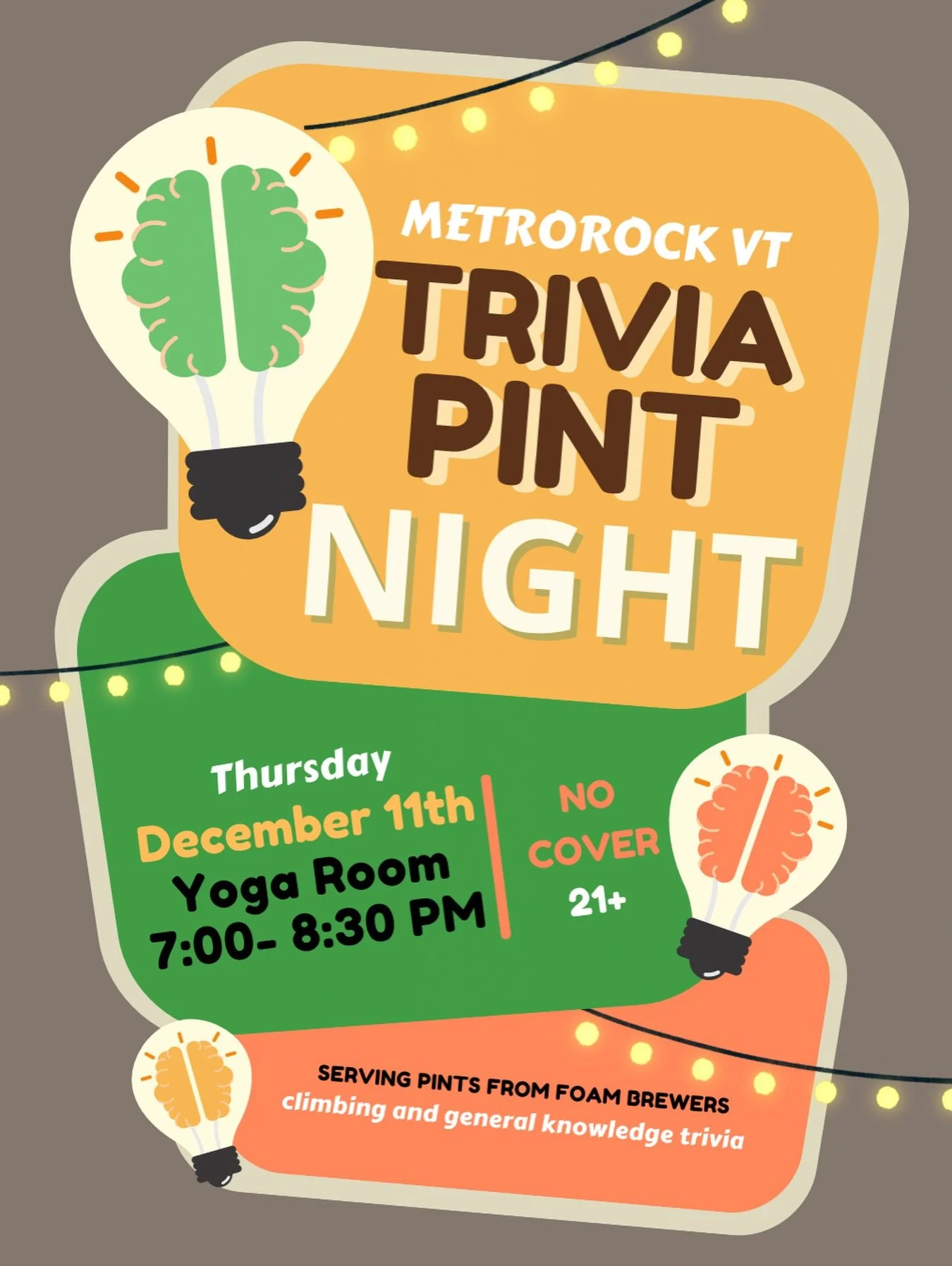 Join us next Thursday in the yoga room 7:00 - 8:30 PM for trivia pint night! We will be serving pints from @foambrewers for this 21+ event! We will be asking trivia of all sorts&hellip; so come prepared!