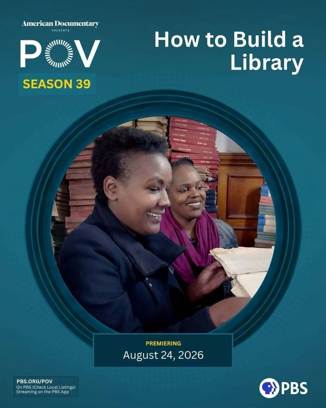 It's official.

How to Build a Library is coming to American television.

The film premieres on Monday August 24 on PBS as part of @povdocs - America's longest-running documentary series. Since 1988, POV has brought the world's most celebrated docume