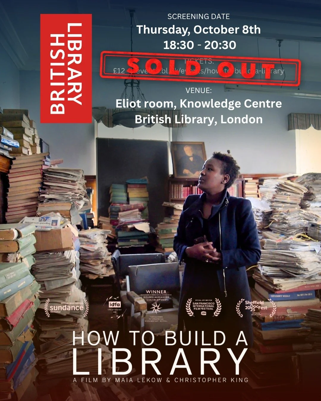 Our British Library screening is SOLD OUT! 📚

Thursday 8 October, the Eliot Room at the @britishlibrary is full. Thank you to everyone who booked.

A film about a colonial-era library in Nairobi, screening inside the UK's national library. We're ver