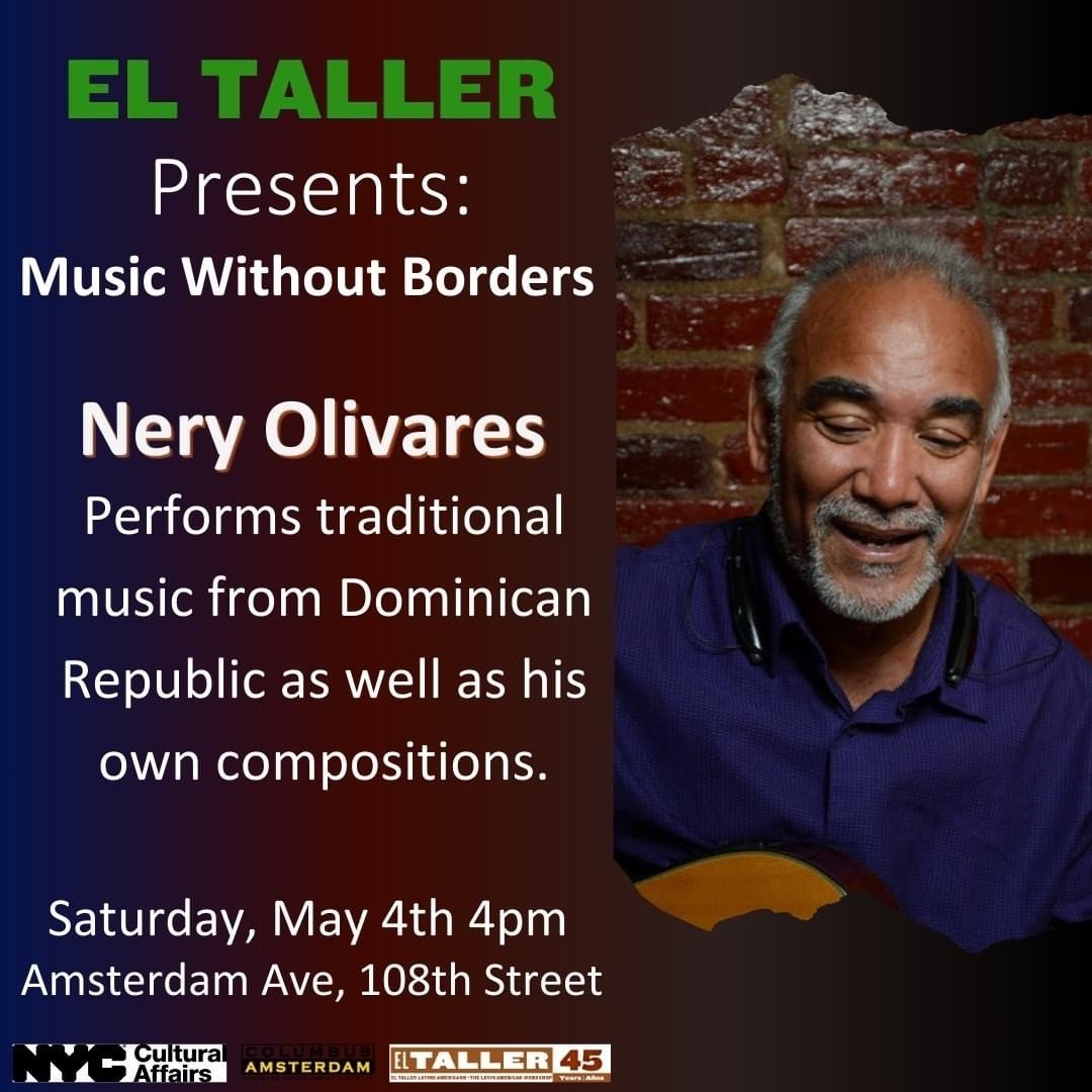 We are looking forward to two amazing musical performances this weekend in partnership with @tallerlatino 🎉 

Nery Olivares is a Dominican singer-songwriter who will be performing both original songs and traditional Dominican music on Saturday, May 
