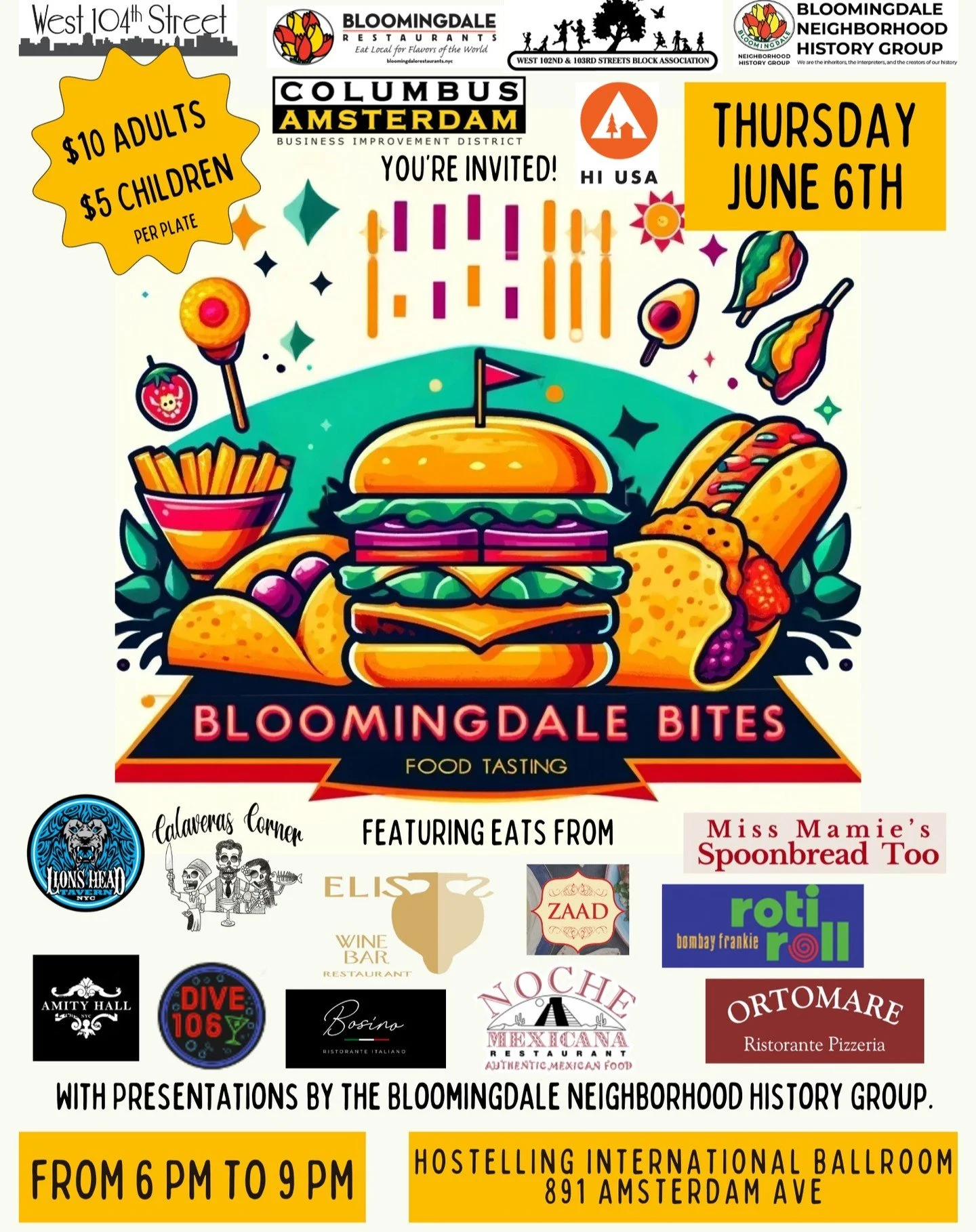 Update to our Bloomingdale Bites lineup-- so happy to add @missmamiesspoonbreadtoo to our list of participating restaurants! Looking forward to seeing you all there 🍽 And extra special thanks to @hiusa for hosting us in their beautiful ballroom :) 

