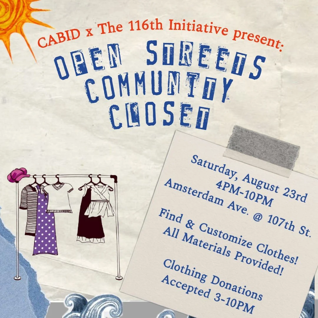 Looking to clean out your closet or add some new pieces to it? The BID is collaborating with @the116thinitiative to host this Saturday's clothing swap, and we'll have @art_of_tyshawn joining us from 4-6 PM to lead a clothing customization workshop so