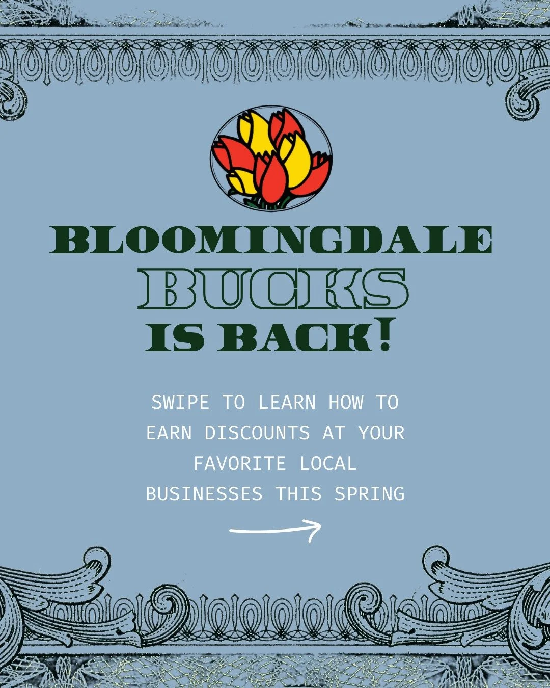 Bloomingdale Bucks is officially back! Earn rewards at the local businesses you love by using a stamp card to track your purchases across the Bloomingdale neighborhood. Ten stamps gets you a one-time 20% discount at any participating business! Cards 