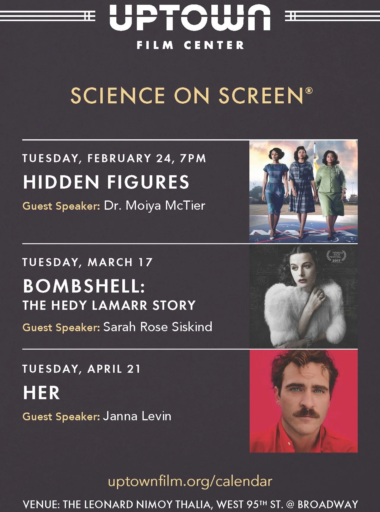 @uptownfilmnyc is hosting two film series on the UWS this spring! Make sure to catch the final film in their Science on Screen series, Her (2013), on April 21 at the Leonard Nimoy Thalia Theater. Their second film series, Tales of the Immigrant City,