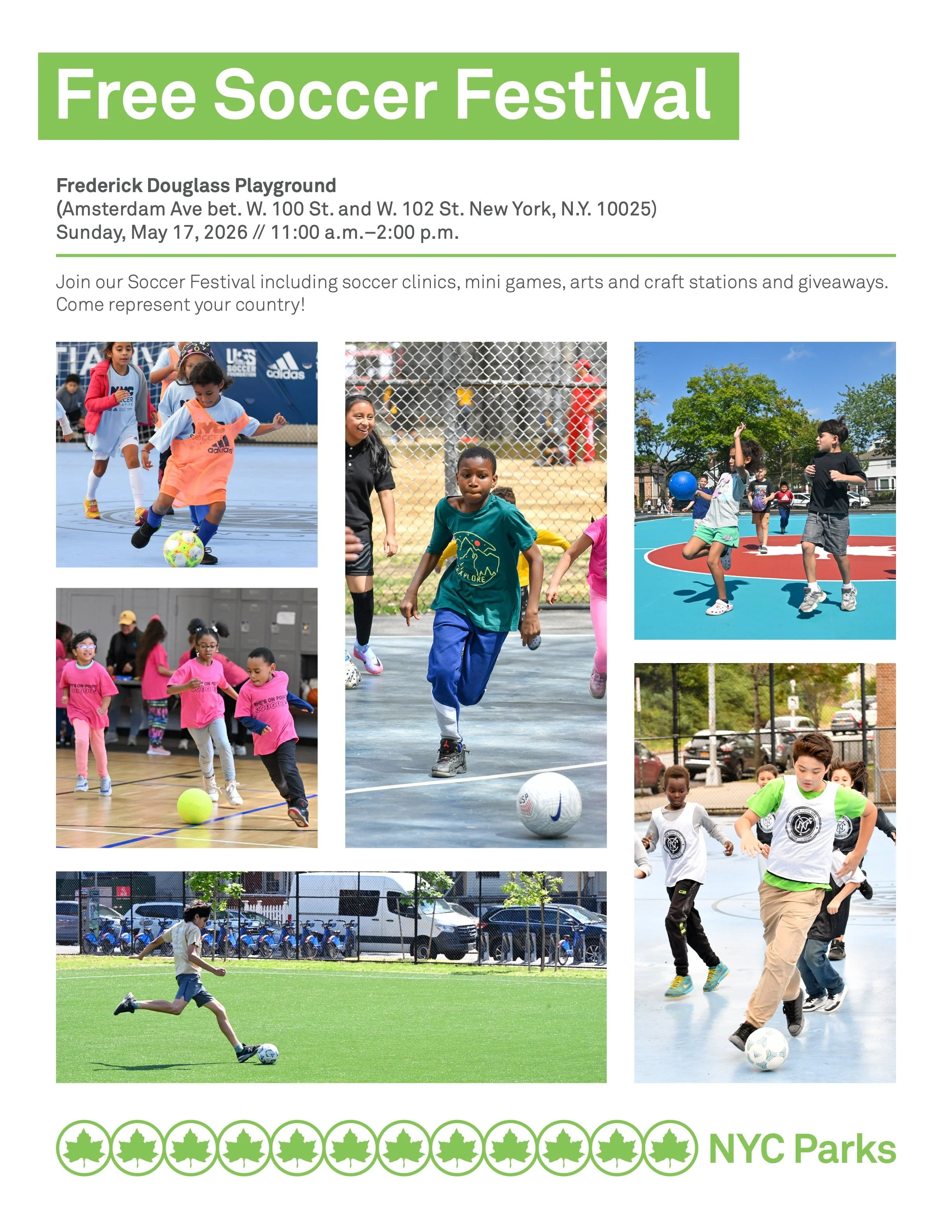 NYC Parks is hosting a Soccer Festival at Frederick Douglass playground on Sunday, May 17 from 11 AM-2 PM. Come represent your country and enjoy soccer clinics, mini games, arts and craft stations and giveaways!
-
-
-
#upperwestside&nbsp;#uws&nbsp;#n