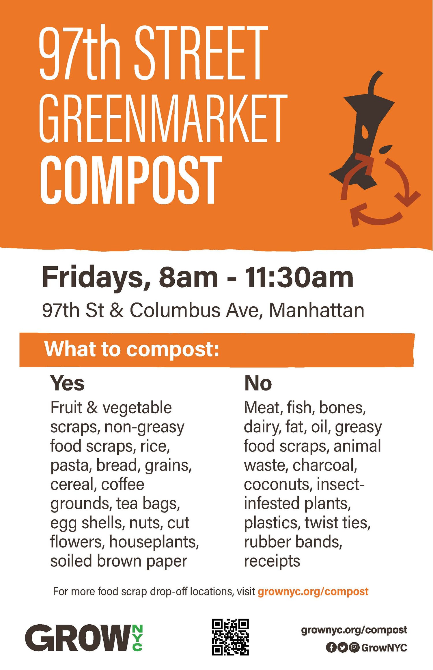 Grow NYC 97 Street GreenMarket Compost Flyer