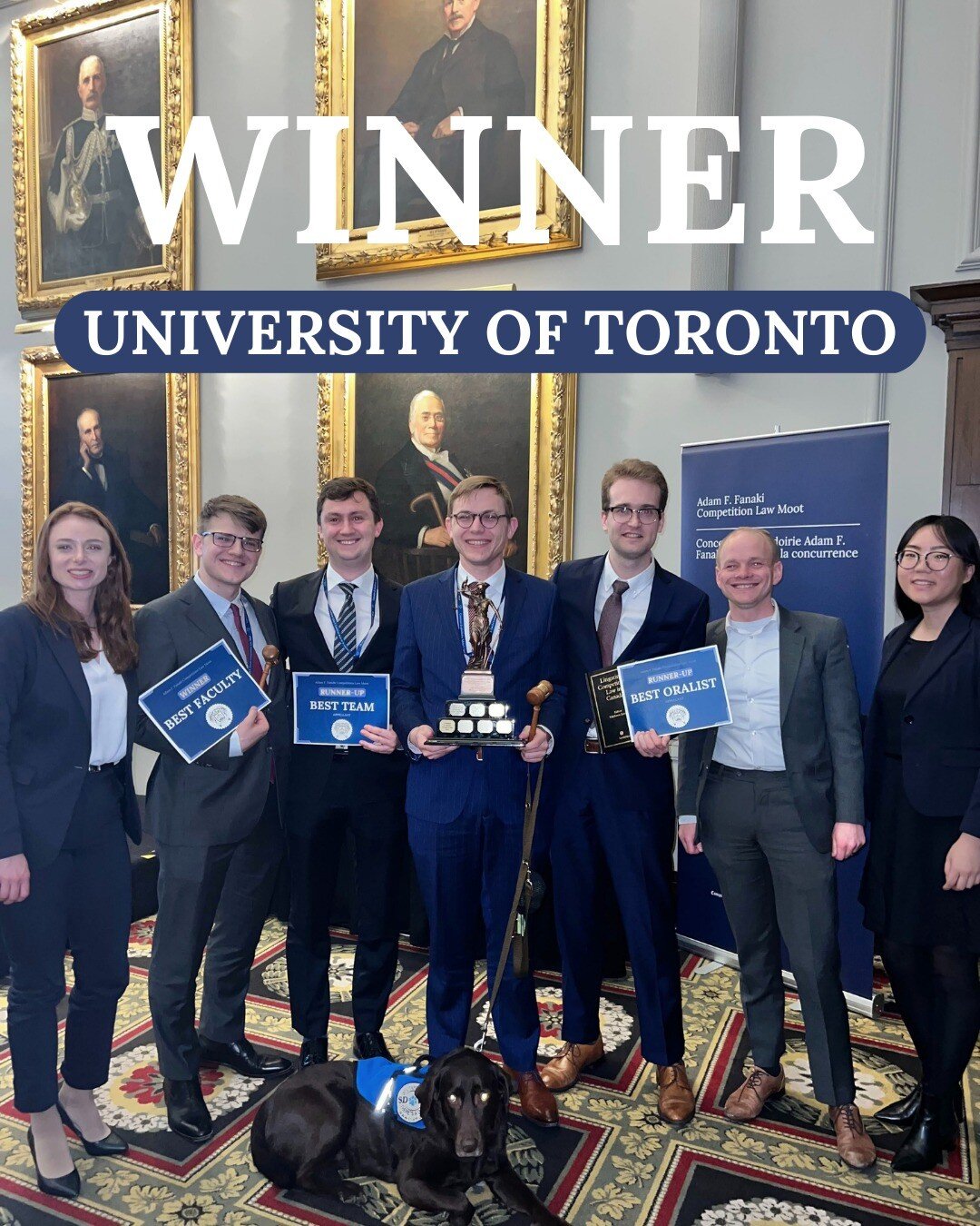 CONGRATS to the University of Toronto for their winning performance at this years Fanaki Moot!

Hudson Manning, Gordon Milne, Edmund Nilson, and Max van der Weerd secured the top spot, with coaching expertise from Mike Lasky (Fasken) along with last 
