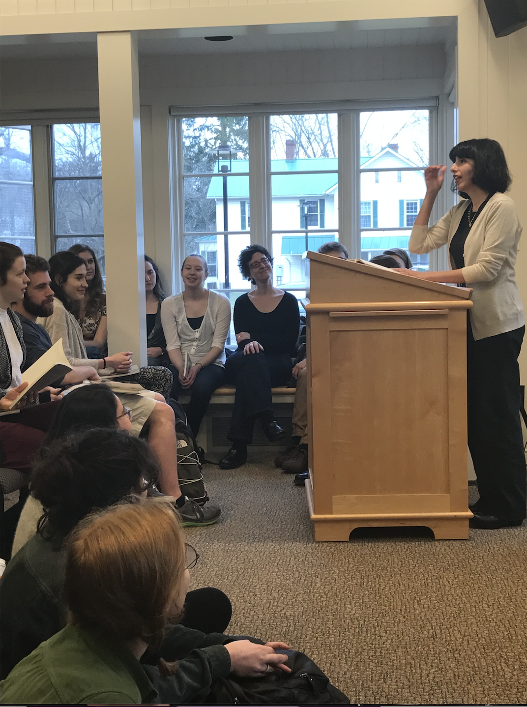 Solmaz Sharif reads at podium