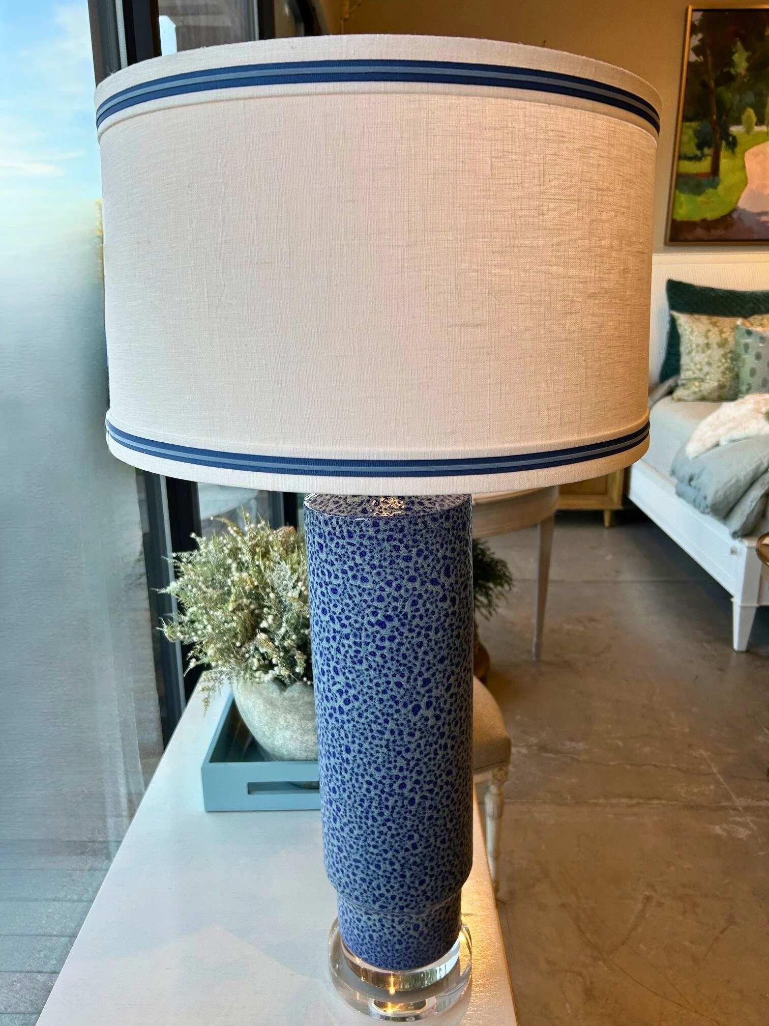 Blue Pottery Lamp 
$1195 
250949 
Pair Available