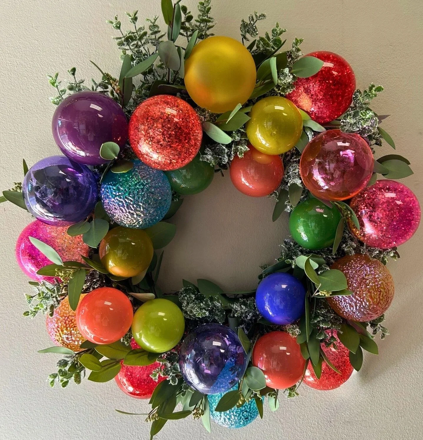 24" Eucalyptus and multi ball wreath
$535