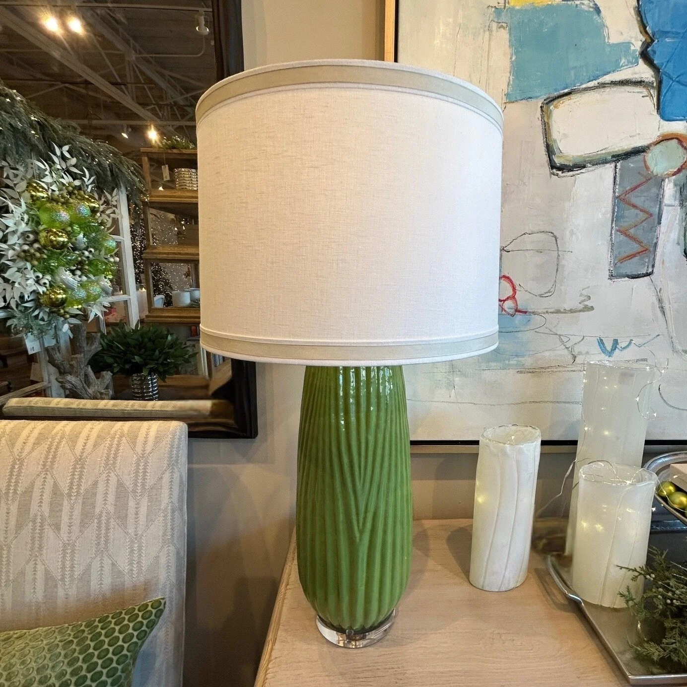 Green Pottery Lamp 
$1150 
250947 
Pair Available