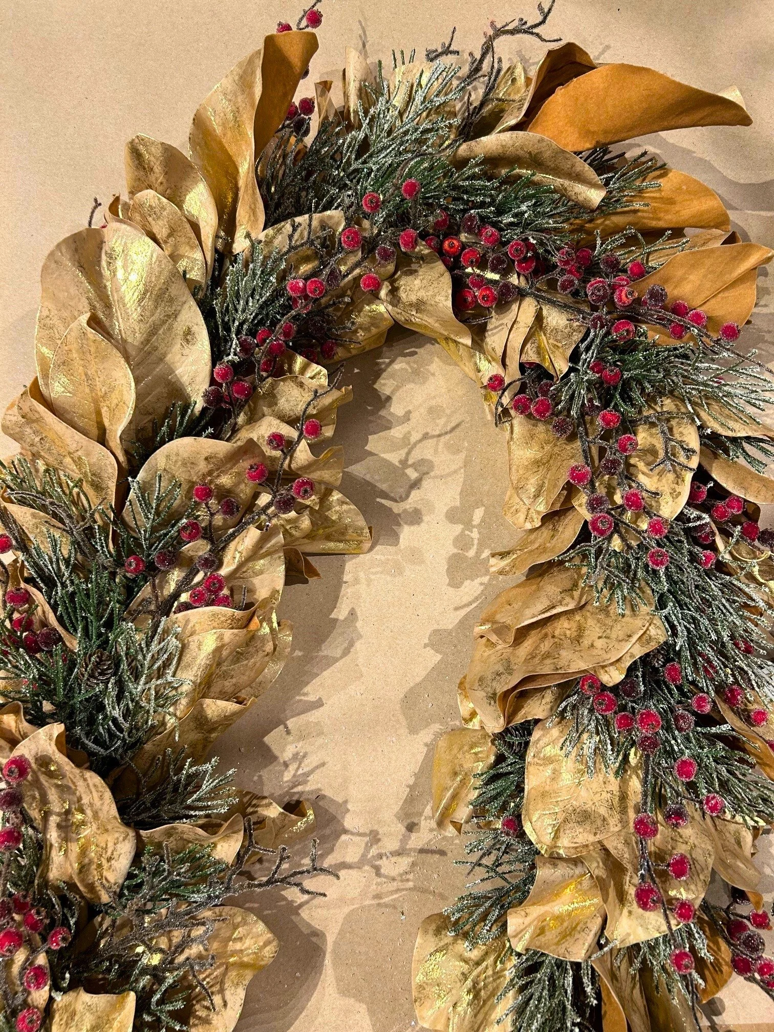 6' Gold magnolia/berry garland
$450
Pair available