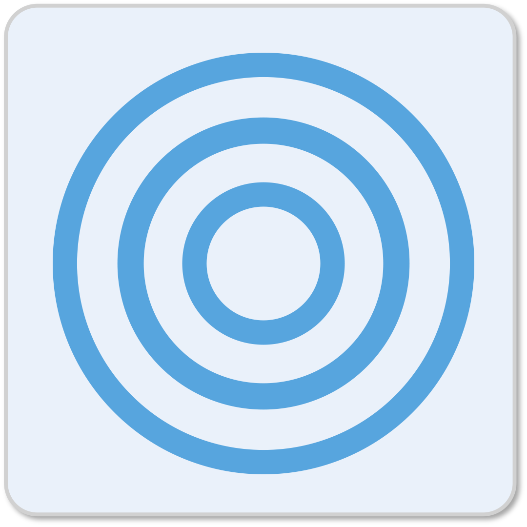 Blue concentric circles on a white background.