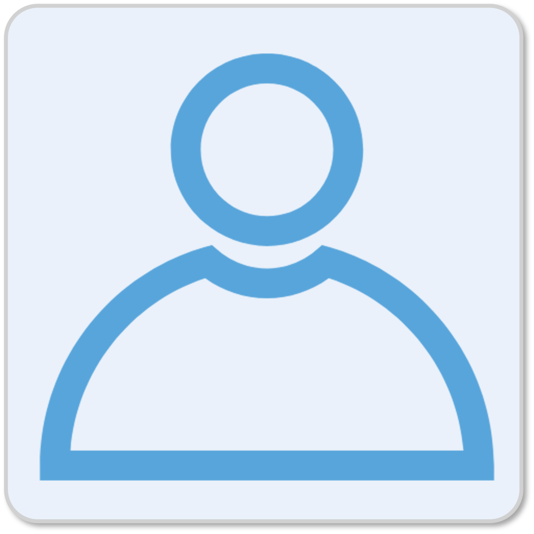 Generic user profile icon in blue and white.