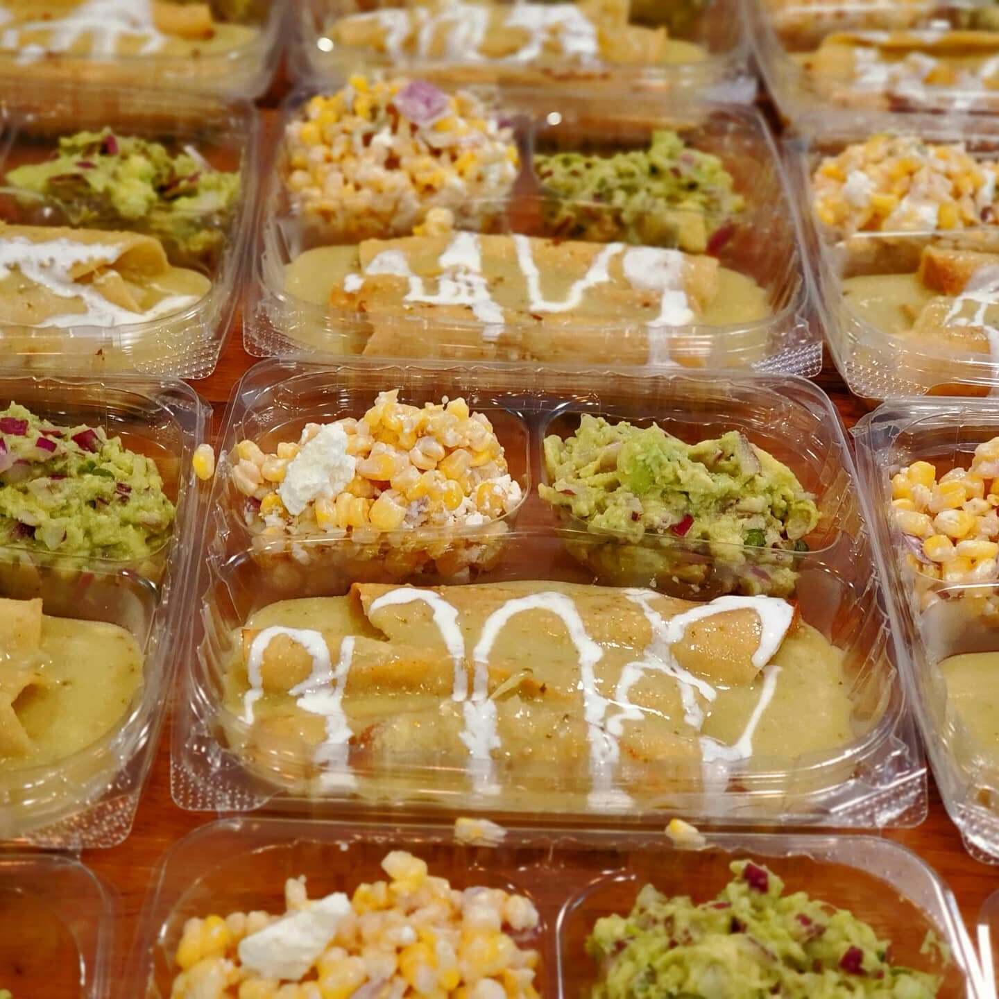 Enchiladas verdes ,guac and street corn, ready!!!!