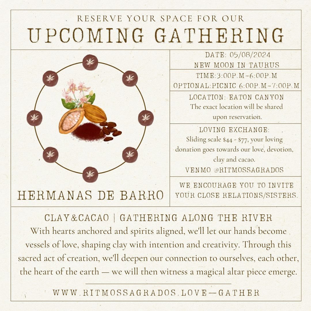 My heart is beaming to reunite with one of my dearest sisters from Ecuador tomorrow !!!

It is a great blessing to co-create this gathering with her as our relation blossomed from our love for our earth mother, ceremony, clay and cacao. 

We shared o