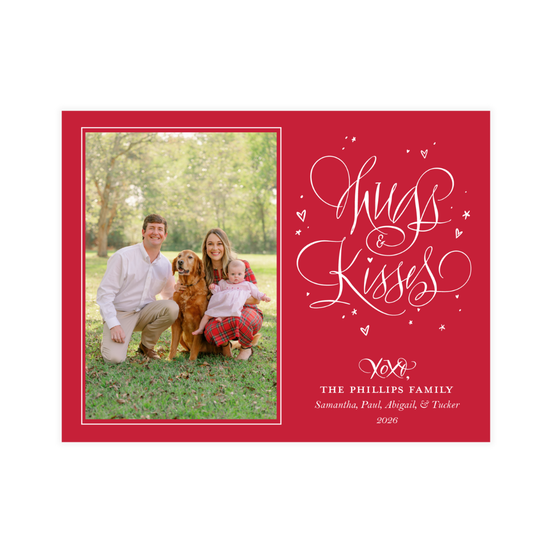 Bijou Hugs & Kisses Calligraphy Greeting Card