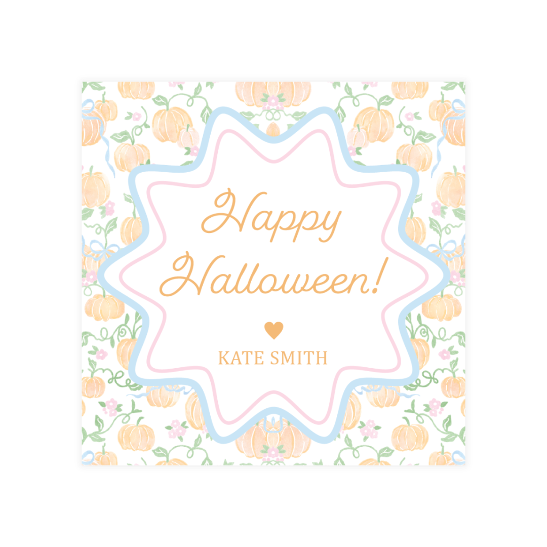 Pumpkin Wavy Halloween Gift Tags