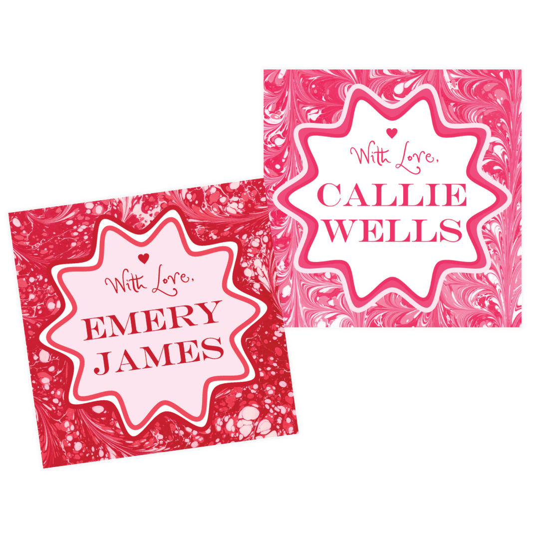 Marble Wavy Valentine's Gift Tags
