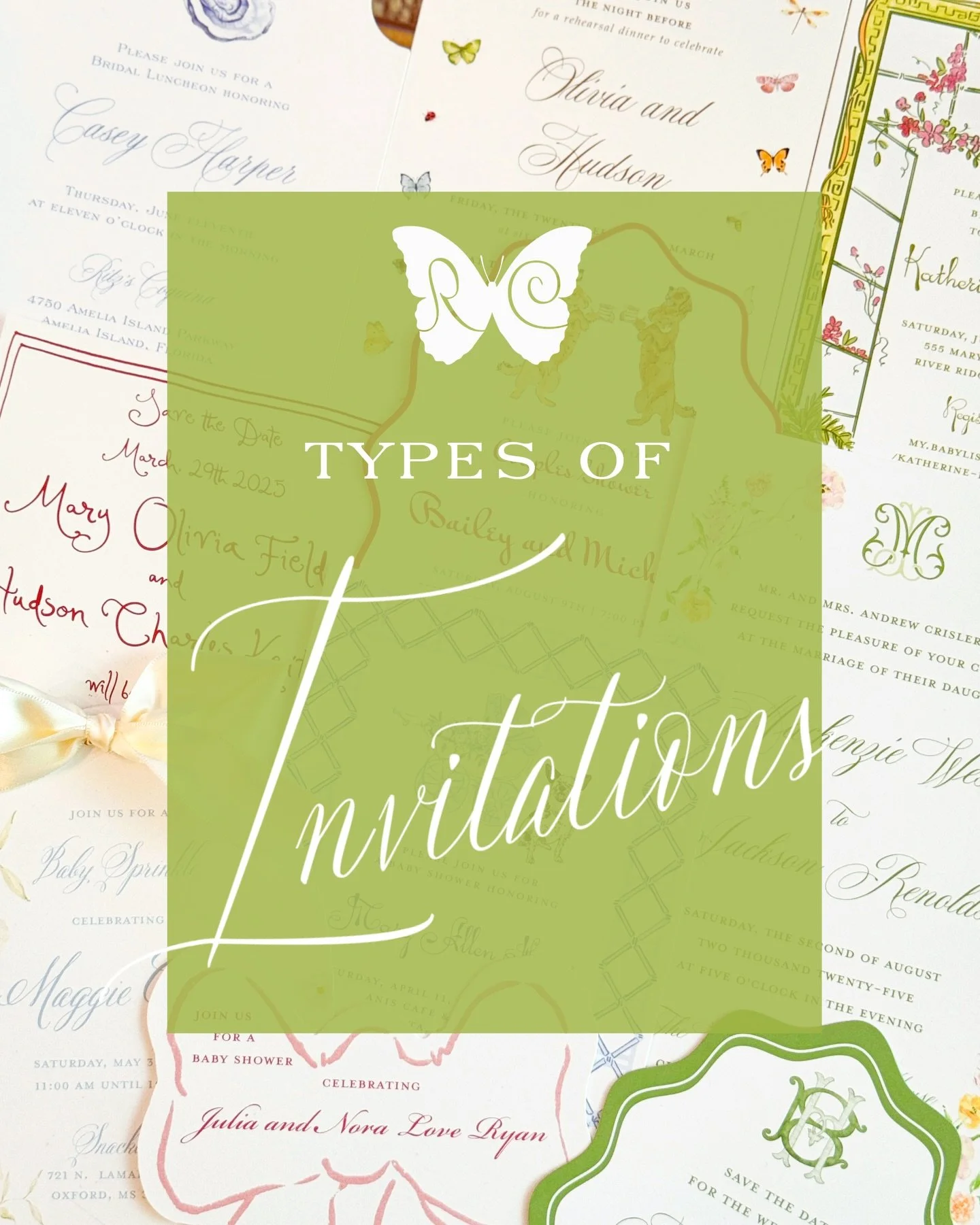 🦋 Invitation Offerings at Rawson Collective 🦋

✉️ Semi-Custom: 
Thoughtfully pre-designed and available for purchase on our website: Personalized with your details, followed by a proof for approval. Once approved, your invitations are printed and d