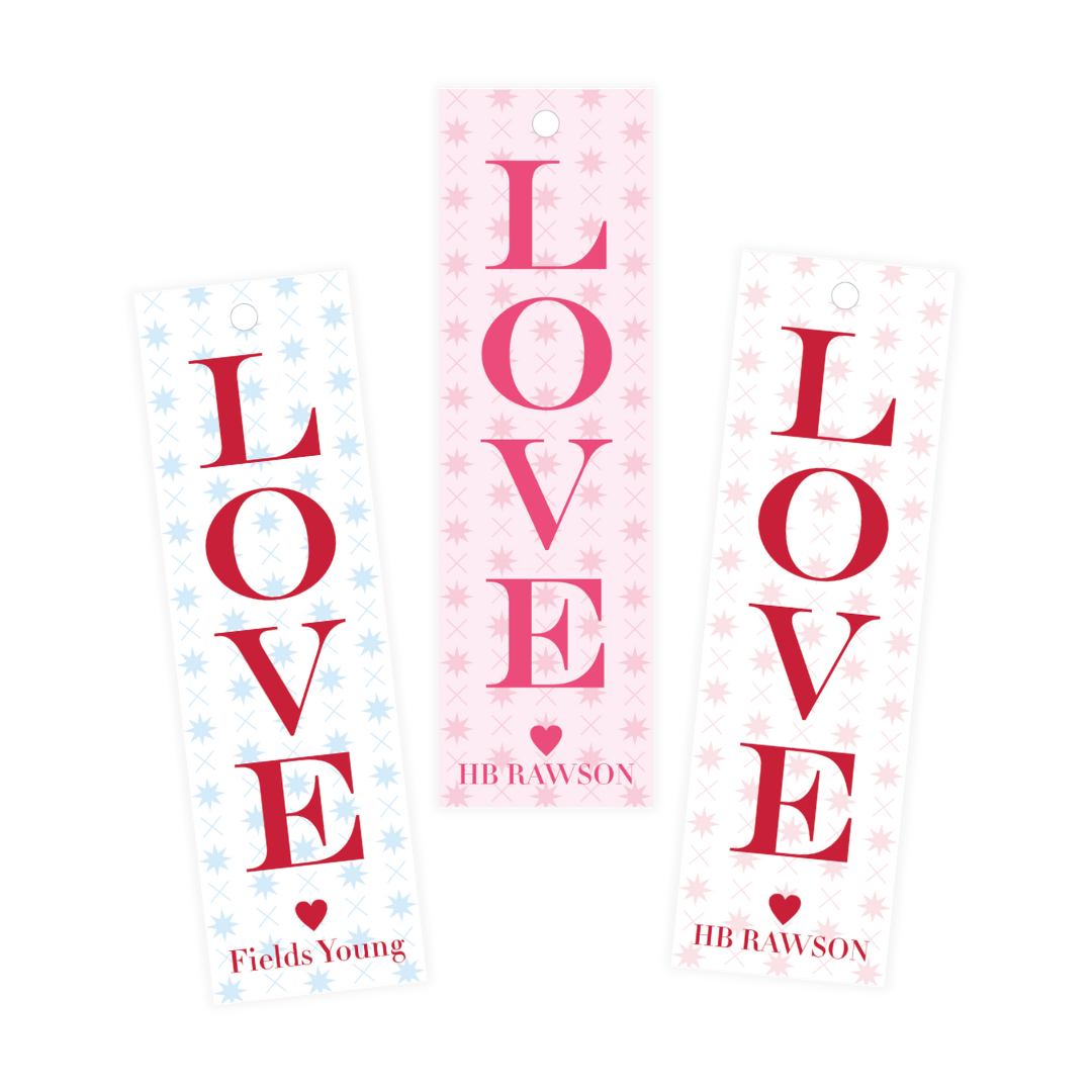 Funky Pattern LOVE Skinny Gift Tags