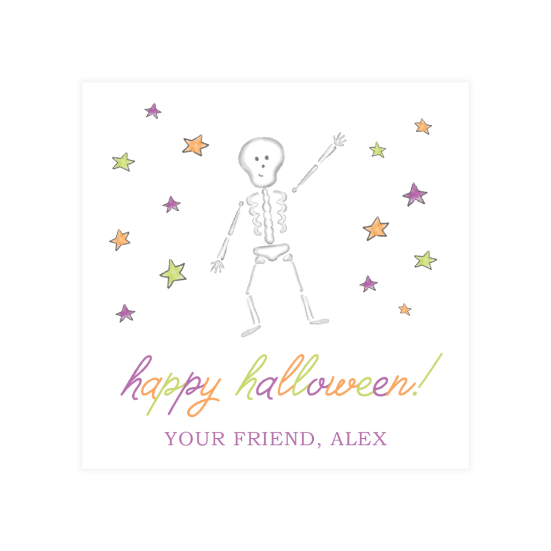 Happy Skeleton Halloween Gift Tags