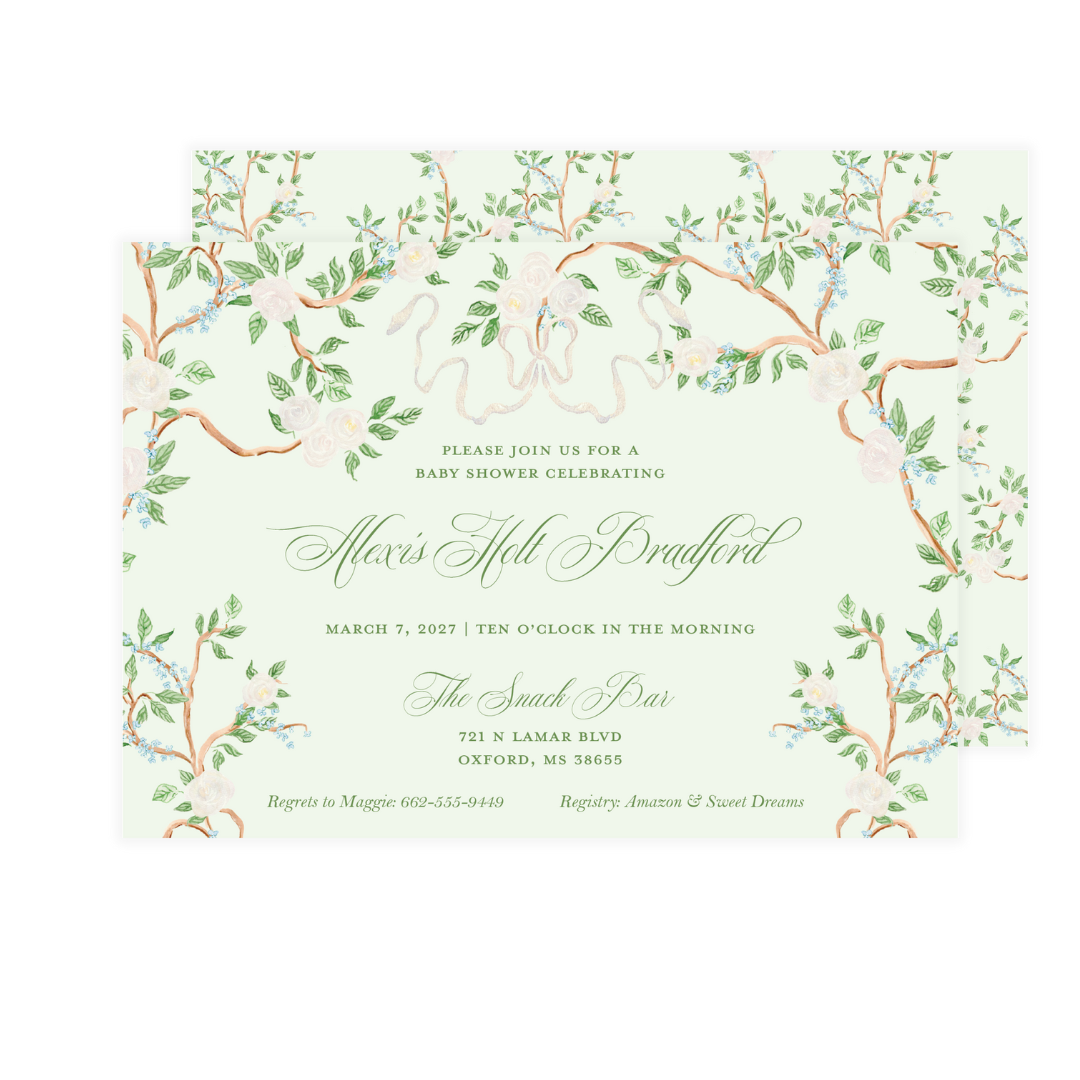 Chinoiserie Scene Baby Shower Invitation