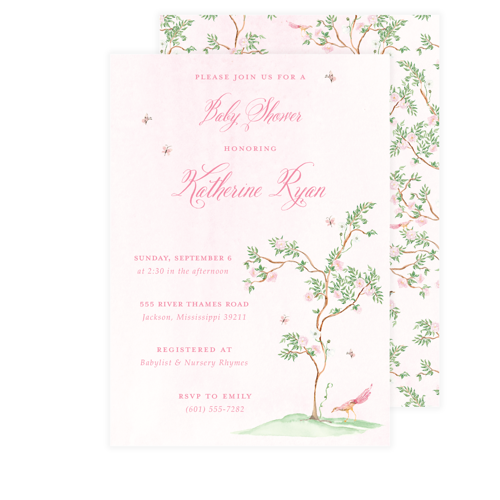 Spring Chinoiserie Baby Shower Invitation