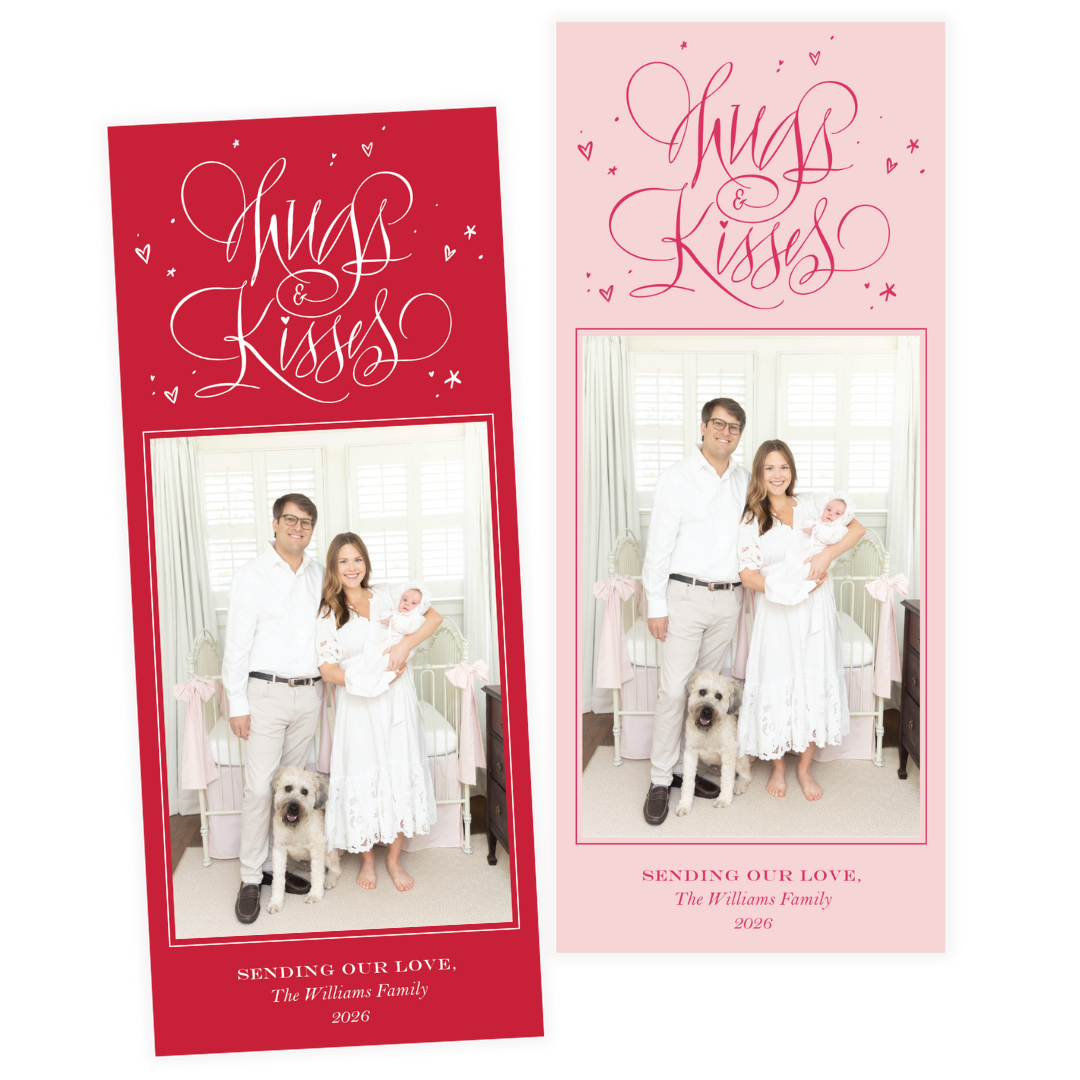 Bijou Long Hugs & Kisses Calligraphy Greeting Card