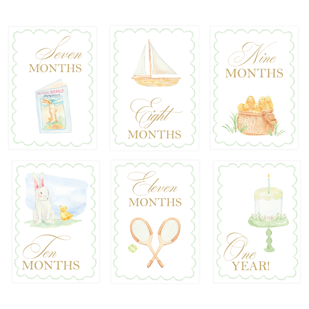 Gender Neutral Watercolor Monthly Milestone Cards — RAWSON COLLECTIVE