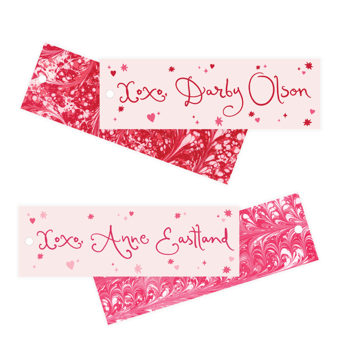 Funky Stars and Hearts Skinny Gift Tags