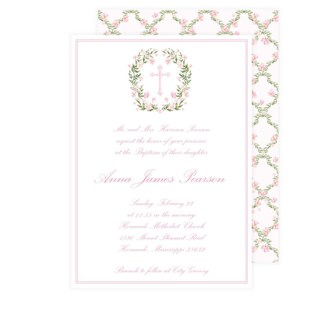 English Garden Baptism Invitation