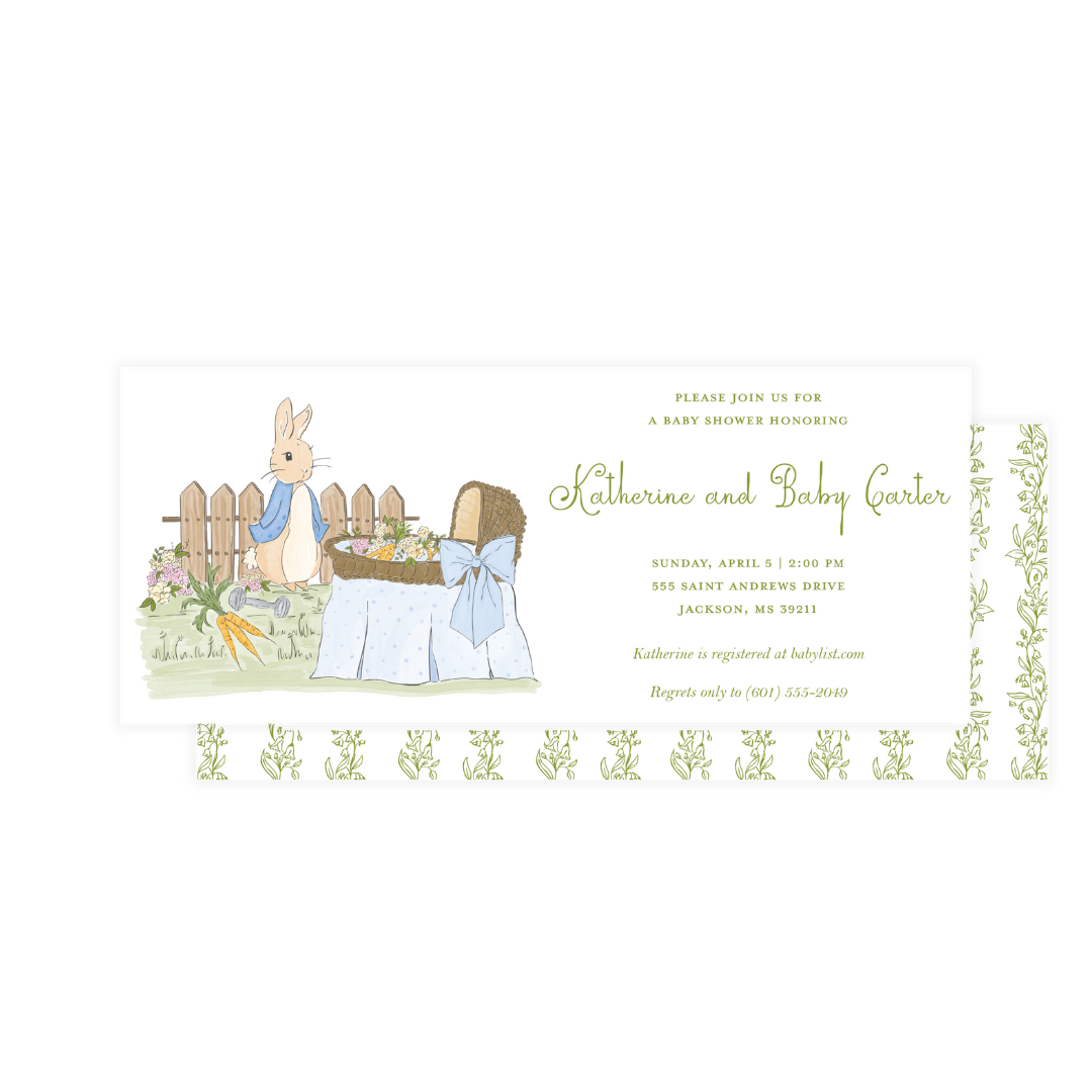 Peter Rabbit Baby Shower Invitation Long