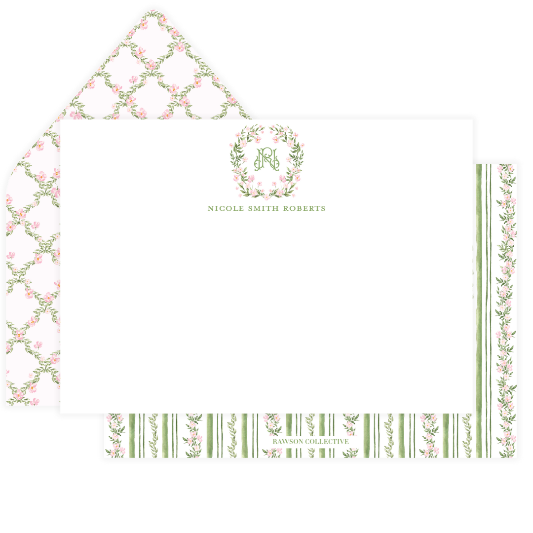 English Garden Crest Stationery