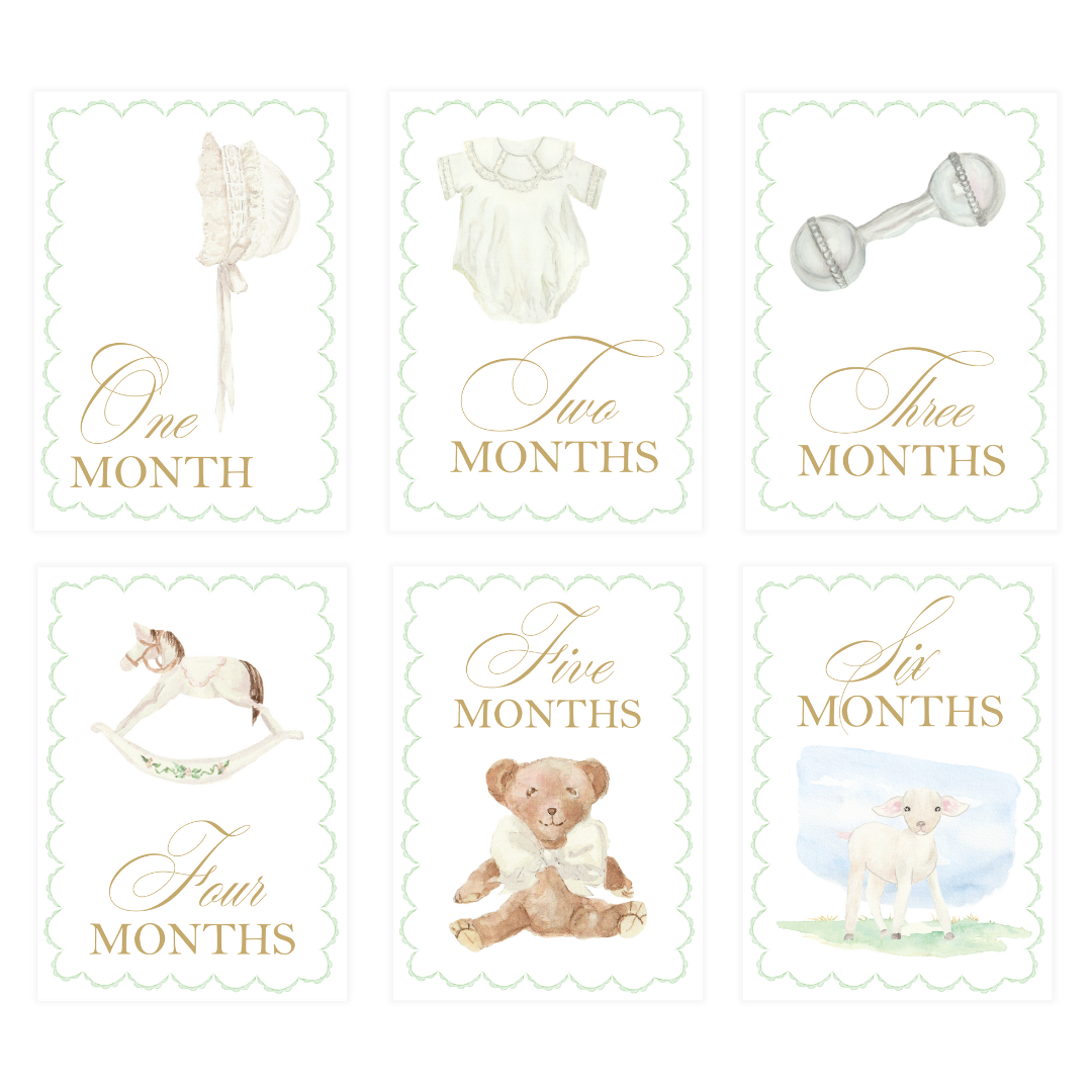 Gender Neutral Watercolor Monthly Milestone Cards — RAWSON COLLECTIVE
