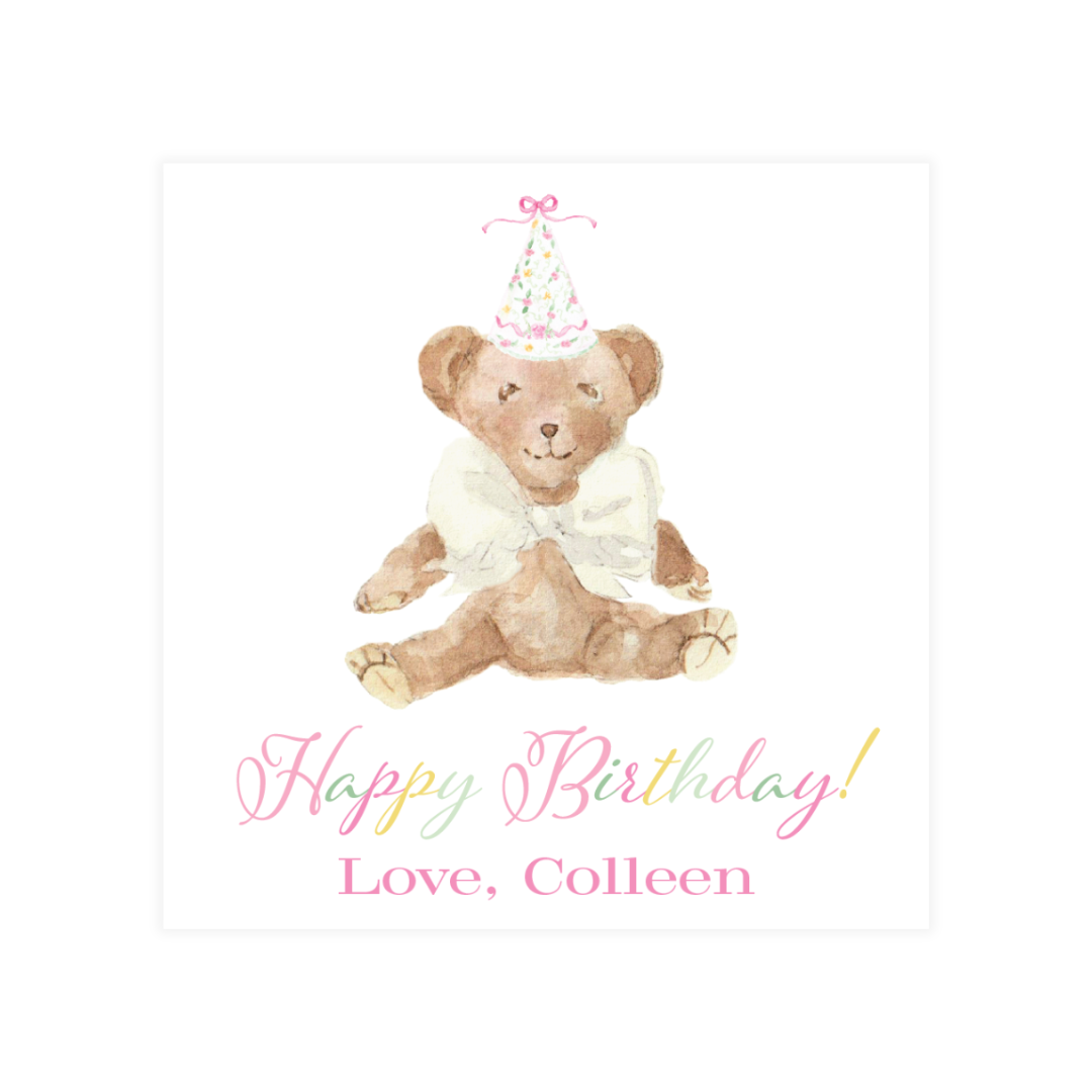 Girl's Floral Party Hat Enclosure Cards