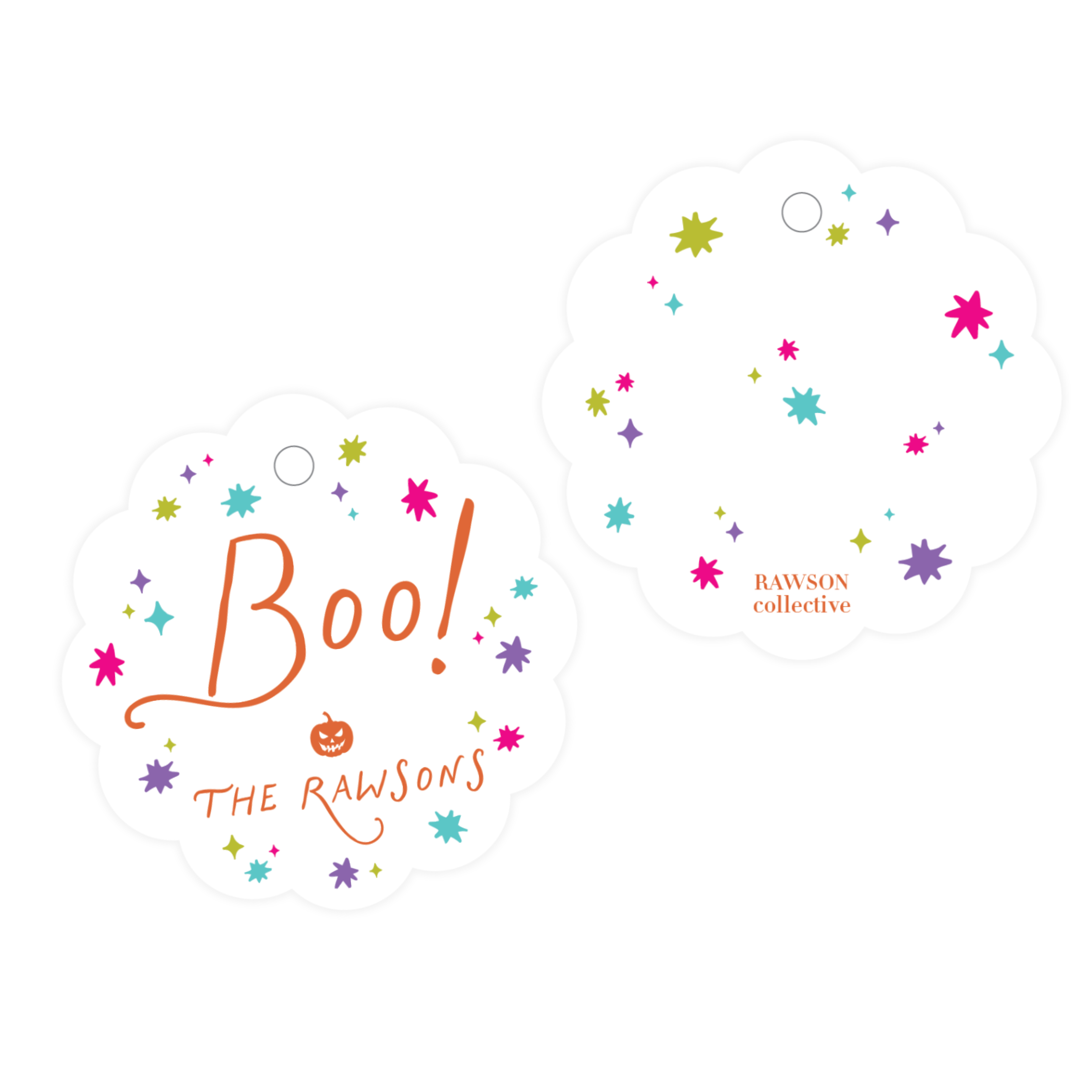 Boo Colorful Stars Scallop Gift Tags