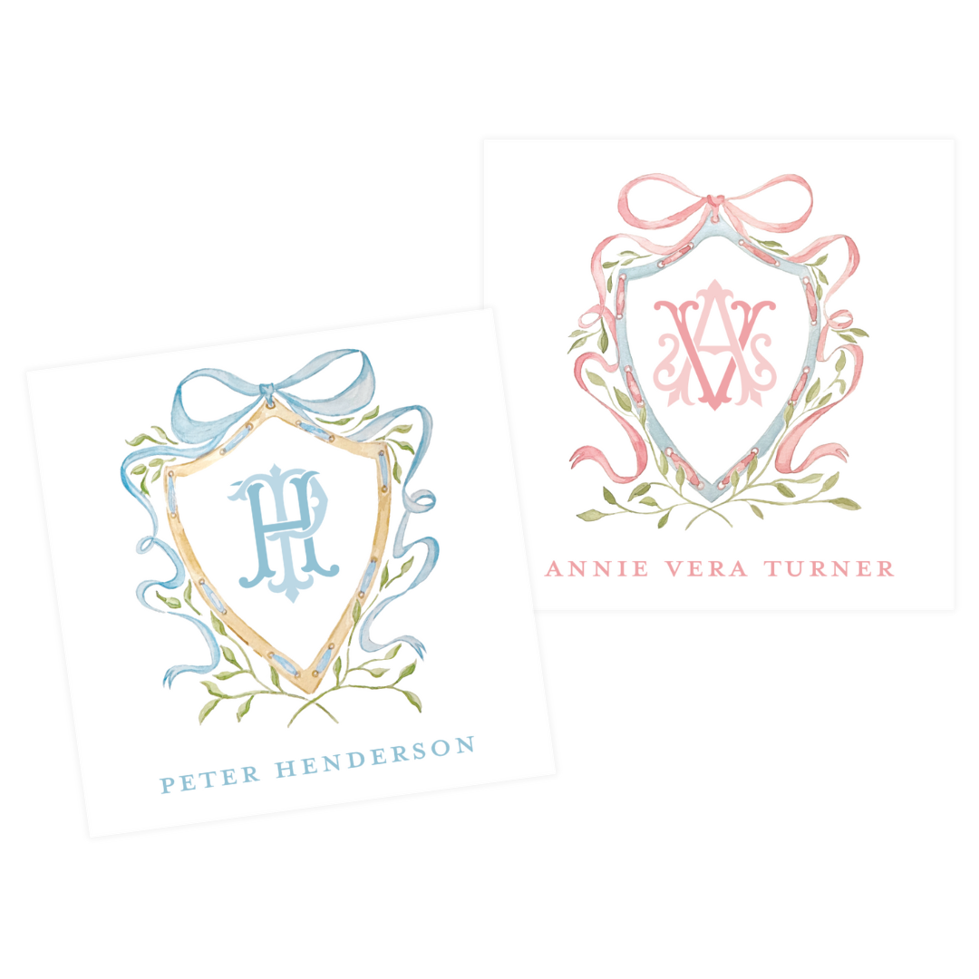 Woven Ribbon Crest Calling Cards