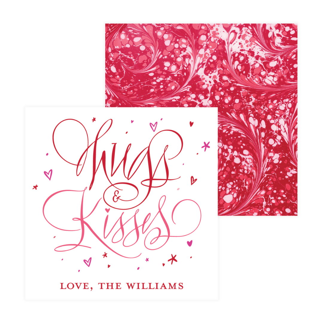 Hugs & Kisses Tri-color Custom Calligraphy Tags