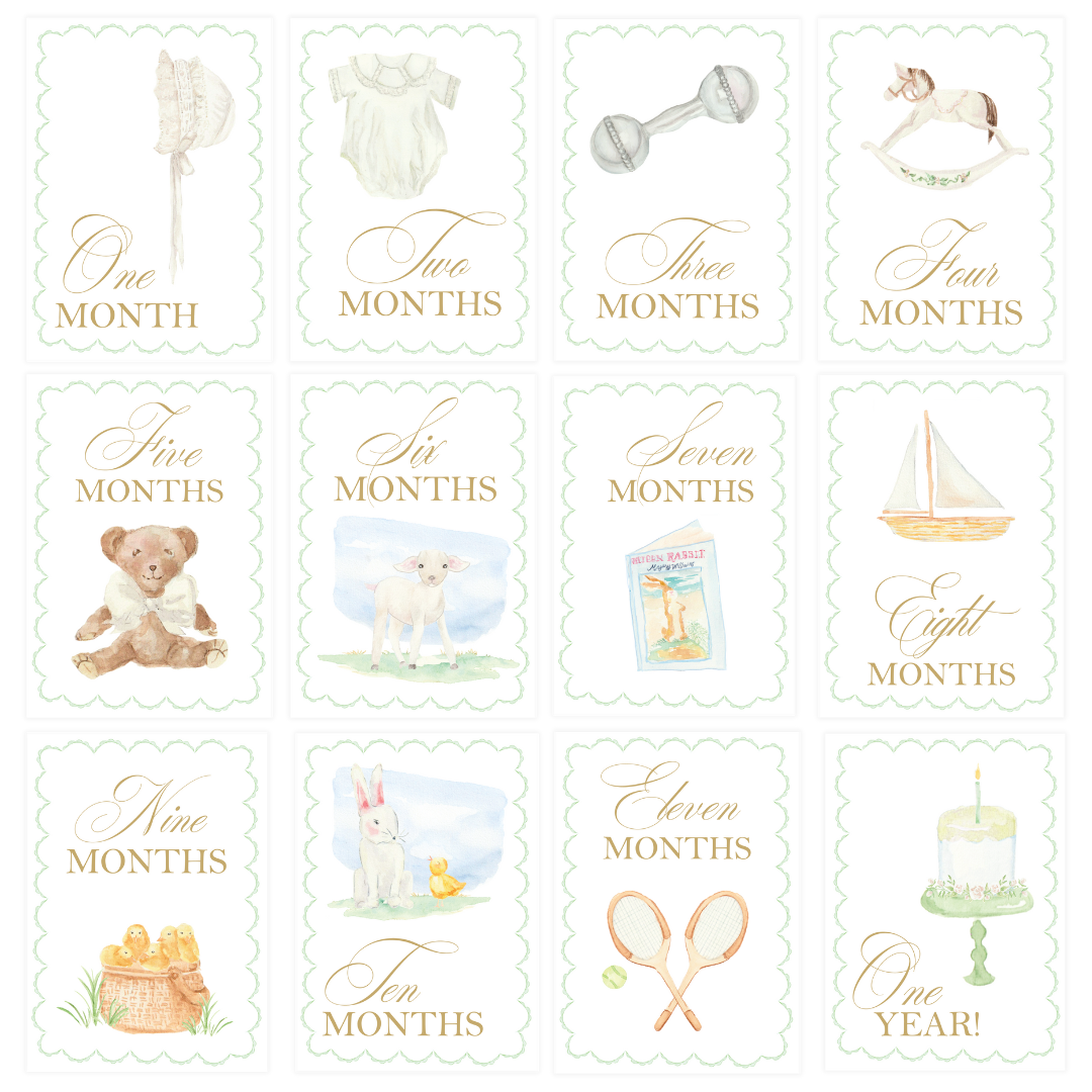 Gender Neutral Watercolor Monthly Milestone Cards — RAWSON COLLECTIVE