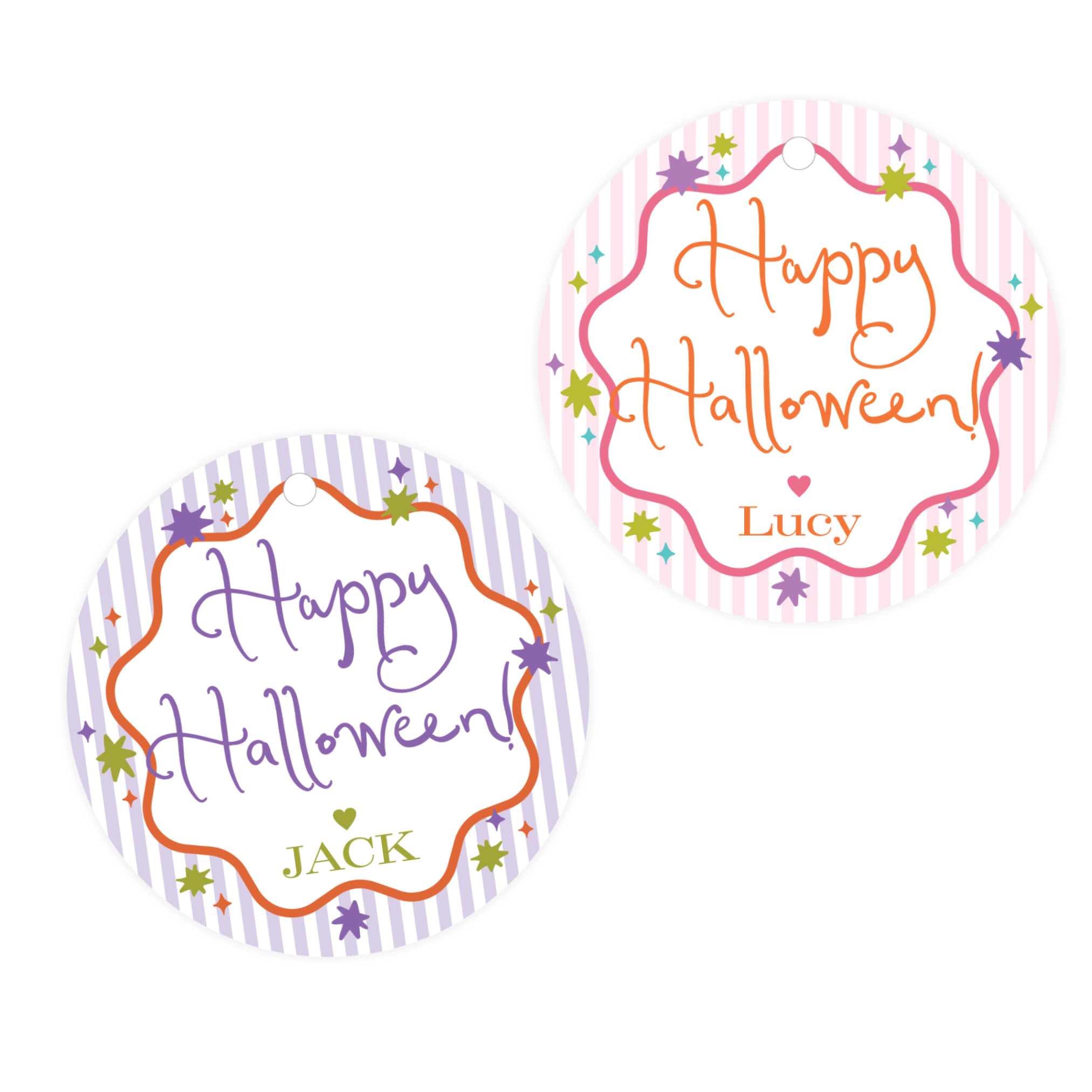 Happy Halloween Funky Stars Round Gift Tags