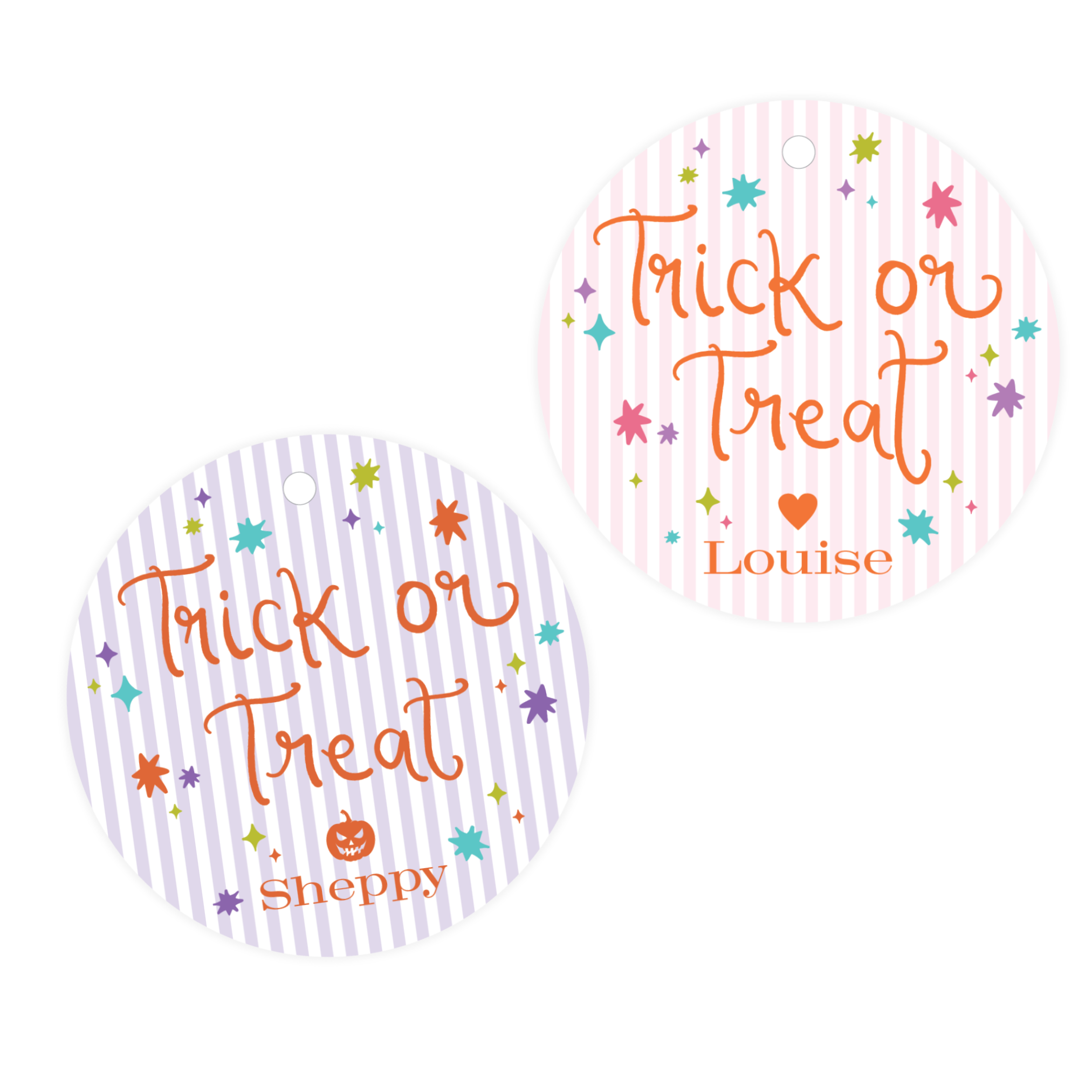 Trick or Treat Funky Stars Round Gift Tags