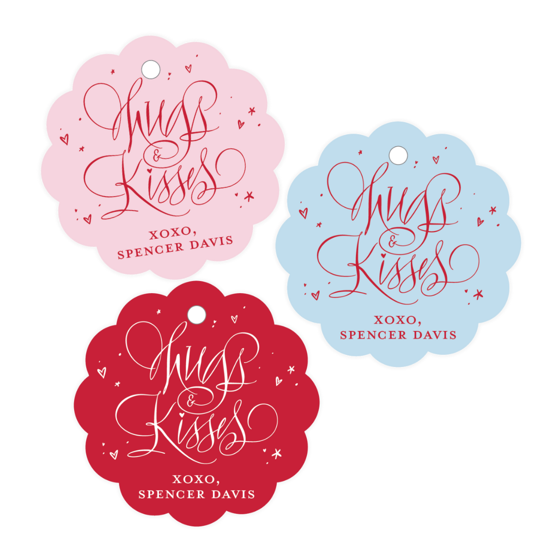 Hugs & Kisses Petite Scalloped Circle Gift Tags