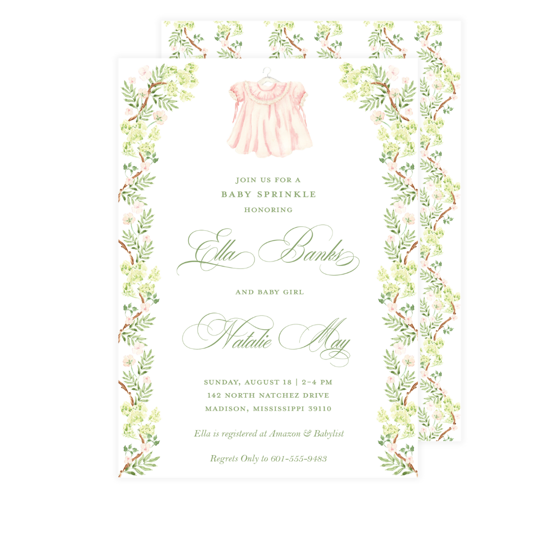 Pink Chintz Baby Shower Invitation